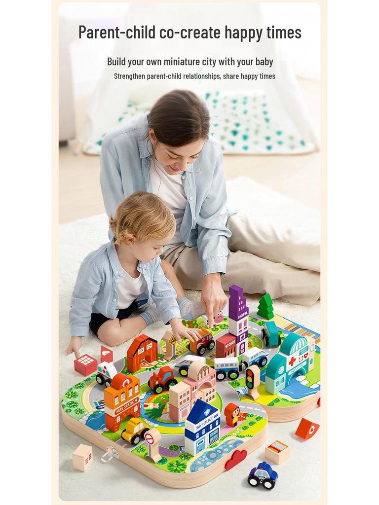 Magnetic Wooden Train & Building Blocks Set for Kids