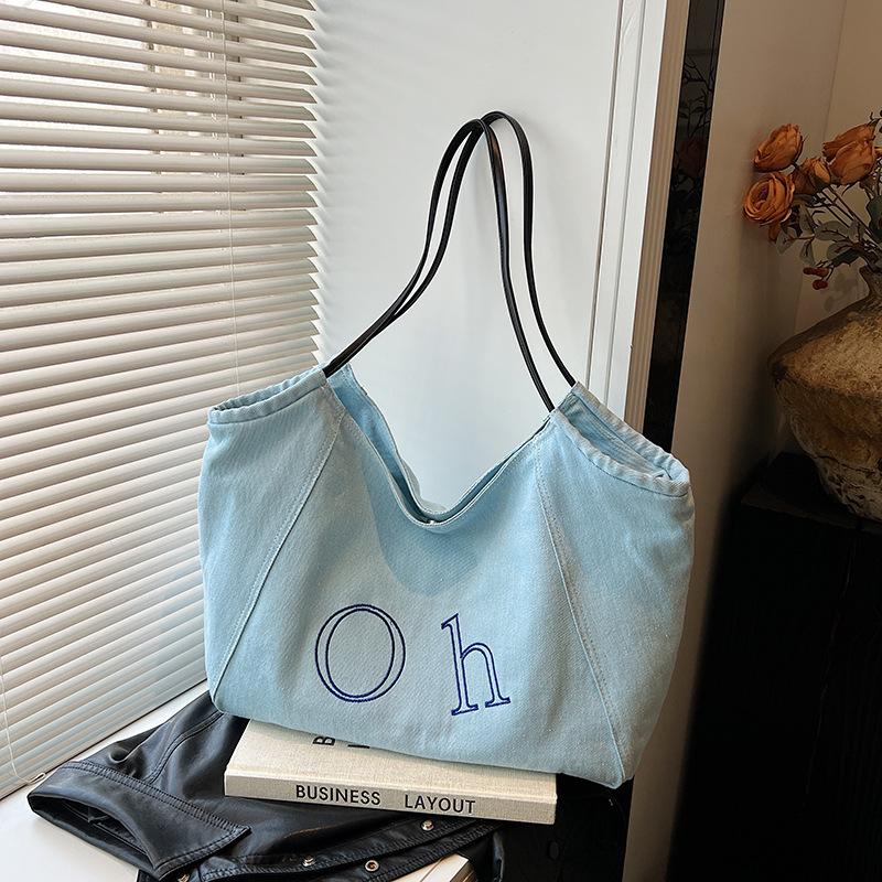 Легкая и вместительная джинсовая сумка-тоут женская новая высококлассная сумка на одно плечо для работы, сумка подмышку для покупок