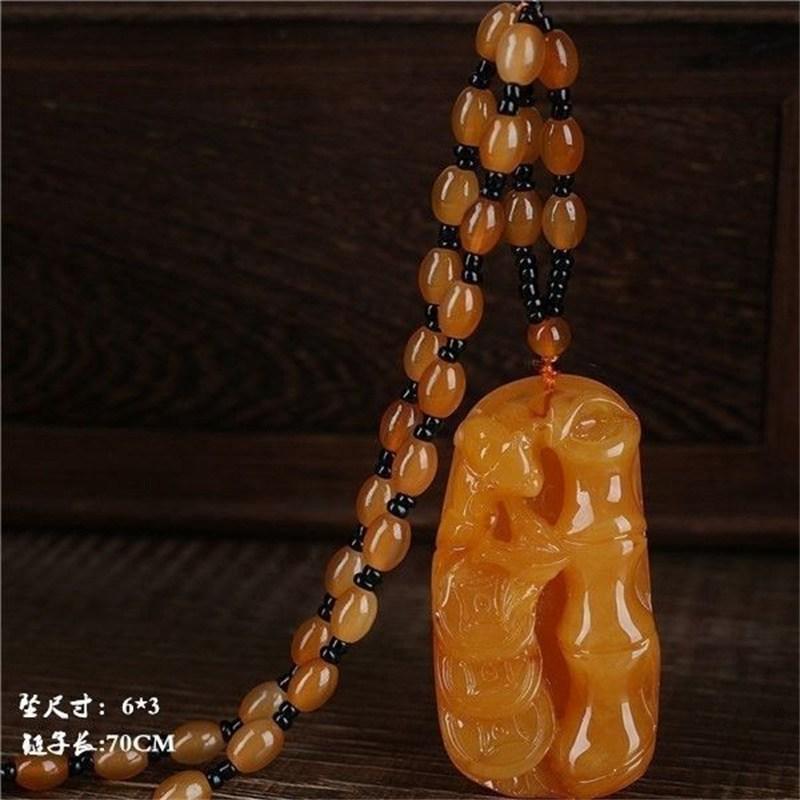 Подвеска из старого воска и пчелиного воска, ожерелье в этническом стиле, женское длинное ожерелье с каплями воды, винтажная янтарная цепочка для свитера, кулон, универсальные аксессуары