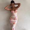 2025 Summer European & American Women's Backless Spaghetti Strap Print Dress