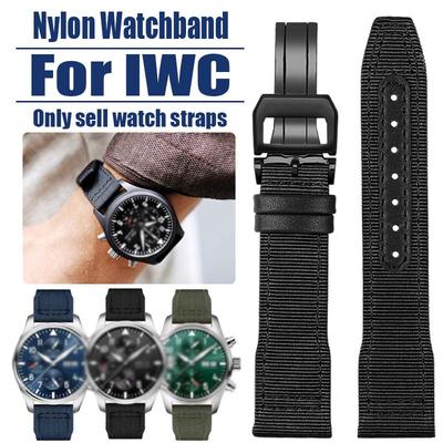 20 21 22 мм Высококачественный Сине-зеленый Ремешок Для IWC Нейлон Натуральная Кожа Ремешок Для Часов Big Pilot Little Prince Mark 18 Ремешок Часов