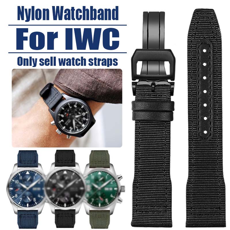 20 21 22 мм Высококачественный Сине-зеленый Ремешок Для IWC Нейлон Натуральная Кожа Ремешок Для Часов Big Pilot Little Prince Mark 18 Ремешок Часов