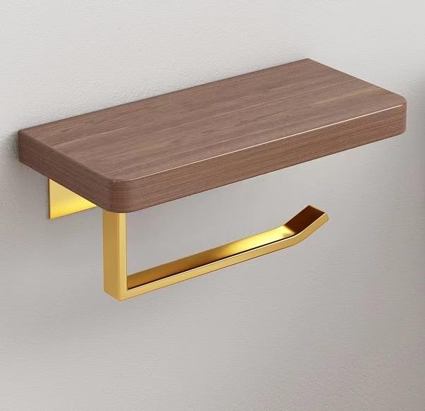 Walnut Roll Paper Holder Bathroom Wall Mounted Toilet Bowl No Punch Paper Towel Holder Bathroom Storage Rack Mobile Phone Holder