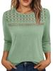 Women's Autumn Round Neck Top Lace Hollow Breathable Versatile Long Sleeve T-shirt