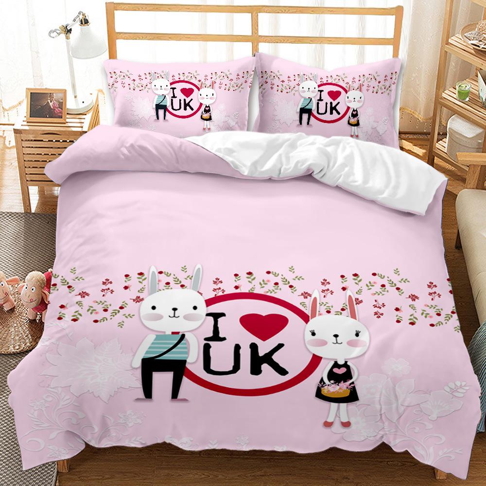 British Style Duvet Cover Set Cartoon Small Fresh I Love Paris Bedding Set For Kid Teen Polyester Paris Street Scene Quilt Cover