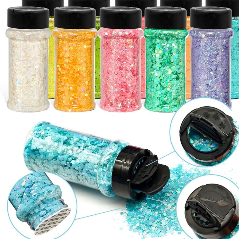 Christmas Craft 24 Bottles Holographic Chunky Glitter for Art Nail Slime Tumbler Jewelry Making Epoxy Resin Sequin Flake Sparkle