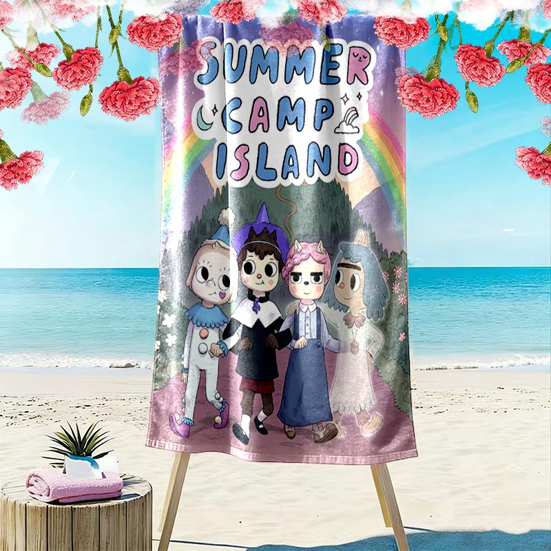 Summer Camp Island cartoon 2D Flat Print Beach Towel, Large Soft Quick Dry Towel for Beach Camping SwimmingXSTJ0915530