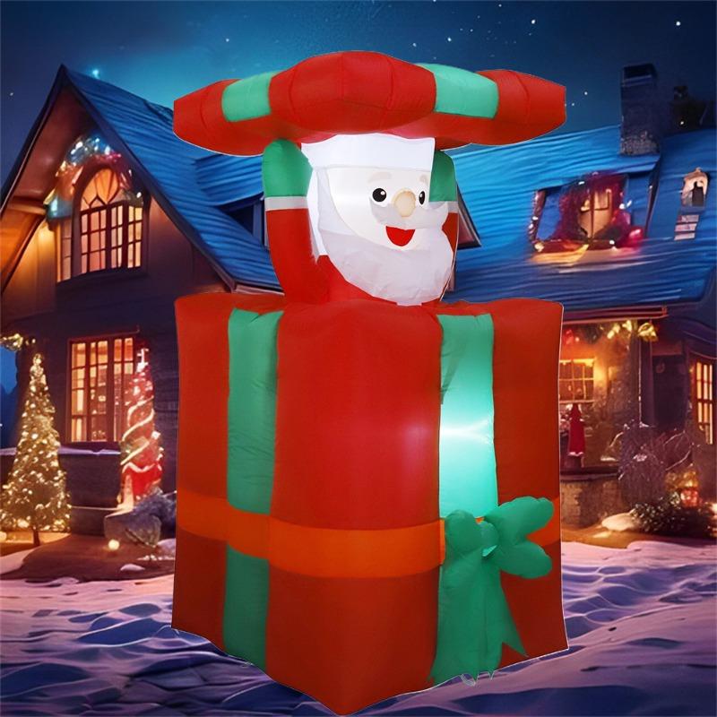 Christmas Decoration Up and Down Chimney Santa Claus Inflatable Toys with LED Light 1.5M Inflatable Model Indoor Outdoor Decor