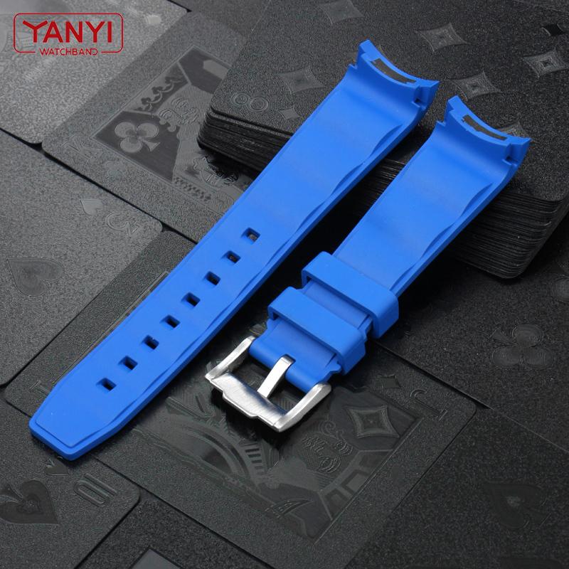 FKM Fluororubber Rubber Watch Strap 21mm Waterproof Silicone Wristband For Submariner DEEPSEA Oysterflex Rolex Watchband Band