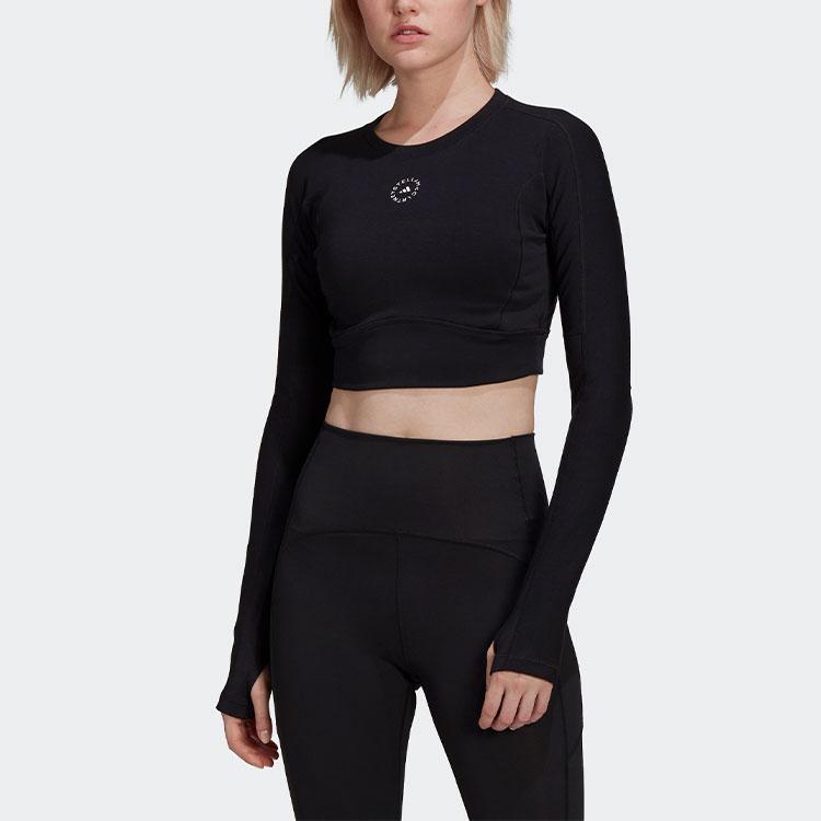 Adidas Logo Print Short Sleeve Round Neck T-Shirt Women Tops Black HB6074