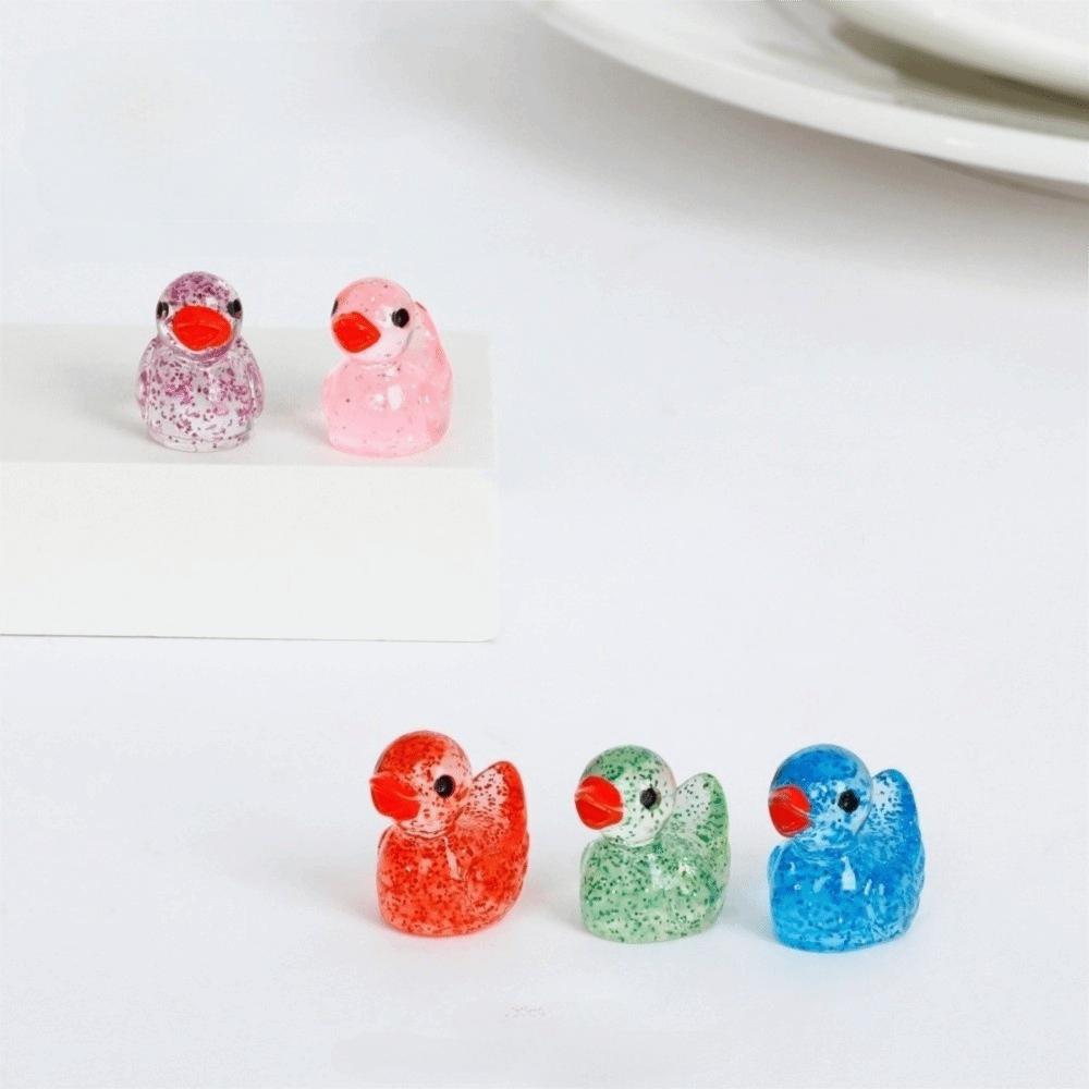 Glitter Miniature Duck Ornament Mini Small Mini Tiny Ducks Resin Duck Figure Toy Micro Landscape