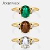 Кольцо из стерлингового серебра 925 пробы с овальным цирконом и прозрачным зеленым кофейным кольцом в стиле панк-рок, высокое ювелирное изделие, подарок для женщин