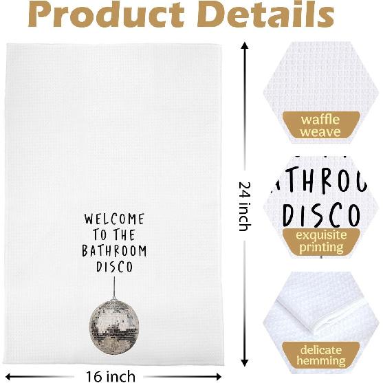 Disco Ball Bathroom Towel - Funny Disco Ball Waffle Weave Bathroom Towels, Disco Ball Hand Towel, Dish Towels with Sayings Tea Towel, 16×24 Inches