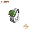 Танцизное классическое кольцо из стерлингового серебра 925 пробы с цирконом и нефритом, женские ювелирные изделия, свадебное обещание, подарок для вечеринки