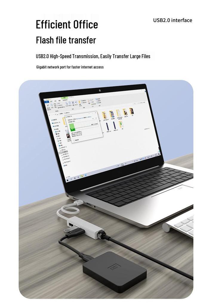 Сетевая карта RJ45 + USB 2.0 концентратор с поддержкой Gigabit