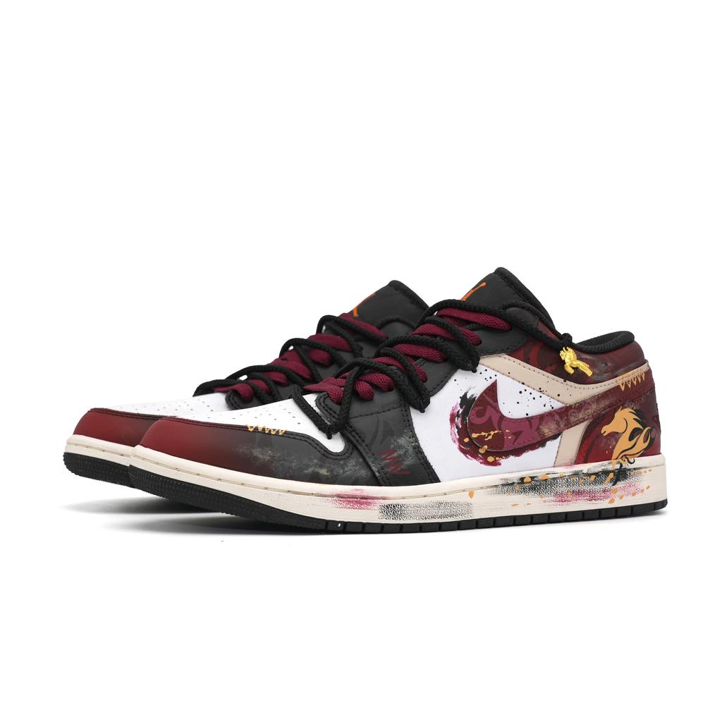 Jordan Air Jordan 1 Auspicious Horse Year Shopping Bag Impact Resistance Abrasion Resistant Height Increasing Low top 553558-081(Team365--)