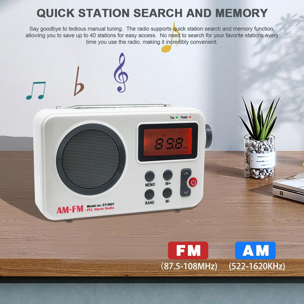 Портативное AM/FM-радио с ЖК-дисплеем, стереорадио, питание от аккумулятора и USB, будильник