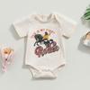 Baby Boys Summer Casual Romper Short Sleeve O Neck Letter Horse Print Loose Playsuit