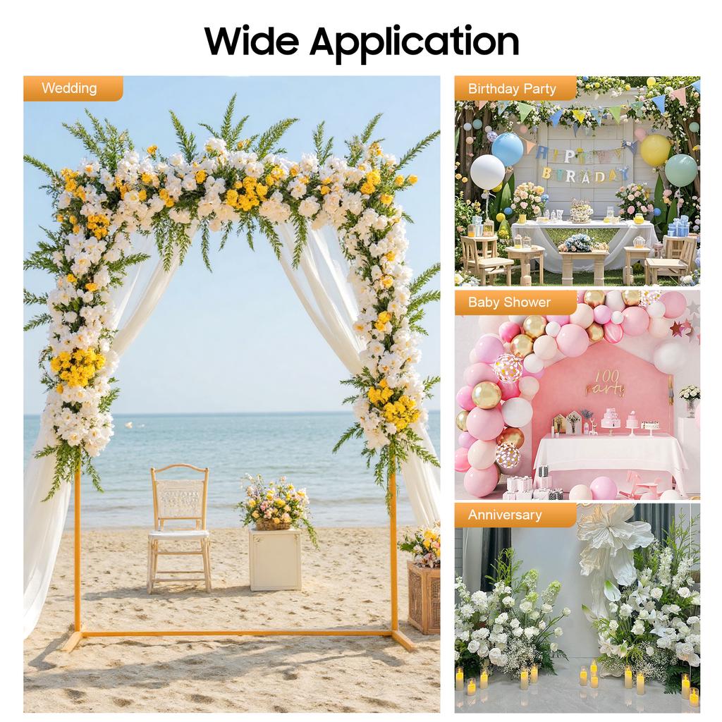 Large 6.6FT Gold Wedding Arch Stand Iron Backdrop for Wedding Party DIY Decor Anniversary Photo Booth