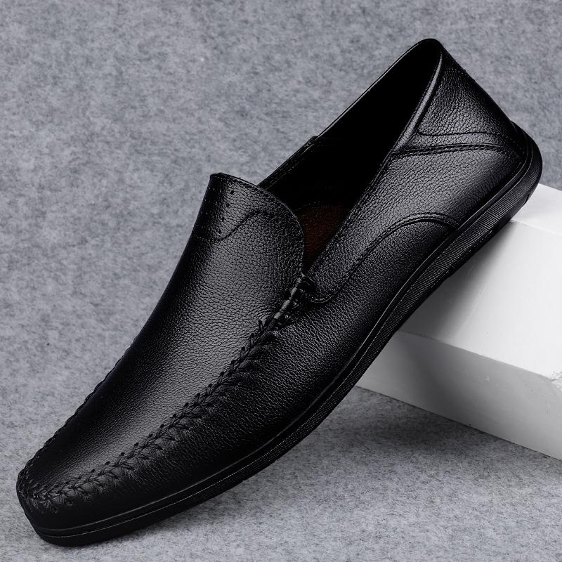 Luxury Brand Slip On Men Loafers Genuine Leather Italian Casual Men's Shoes New High Quality Black Driving Boat Shoes Moccasins