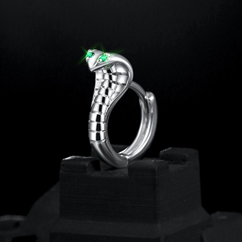 Модные панк готические медные серьги-кольца со змеями с зелеными глазами из циркония для мужчин и женщин, хип-хоп, личность, крутые кобры, ювелирные изделия