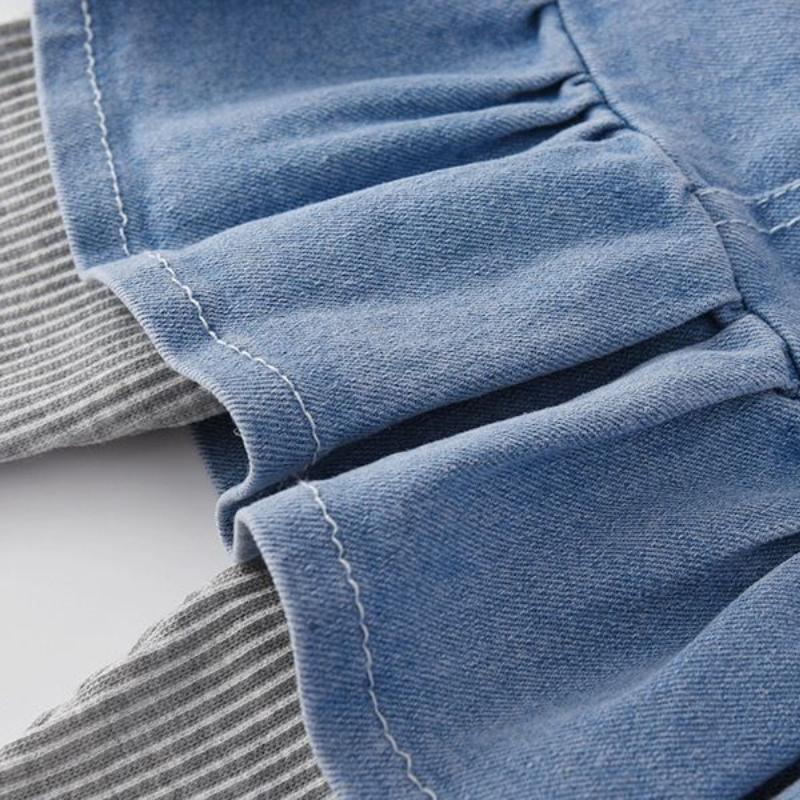 Поддельные две юбки для девочек, брюки, весенне-осенние детские повседневные леггинсы, джинсовая юбка с рисунком кролика для маленьких детей и трикотажные брюки