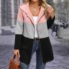 Girls' Casual and Fashionable Color Blocking Tri Color Splicing Versatile Hooded Jacket