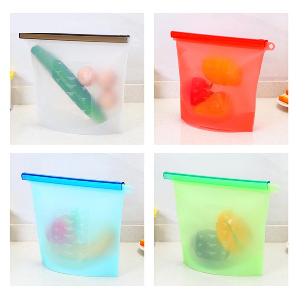 4 шт. силиконовый мешок многоразовый силиконовый пищевой мешок Zero Waste Ziplock пищевой мешок холодильник свежие пакеты органайзер 1000 мл/1500 мл