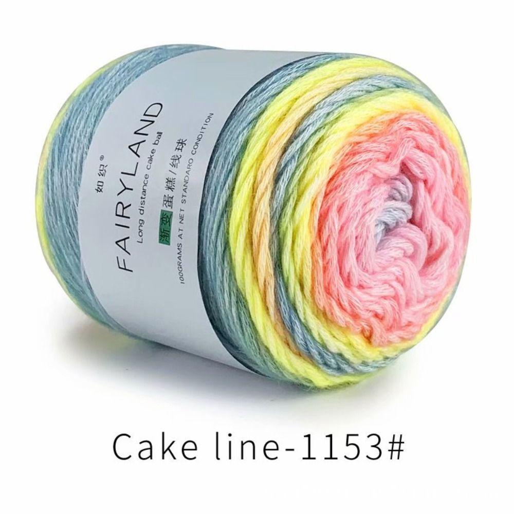 Hand-woven Rainbow Woollen Yarn 100g Multi-Color Yarn Dyeing Crocheting Cake Yarn  Baby