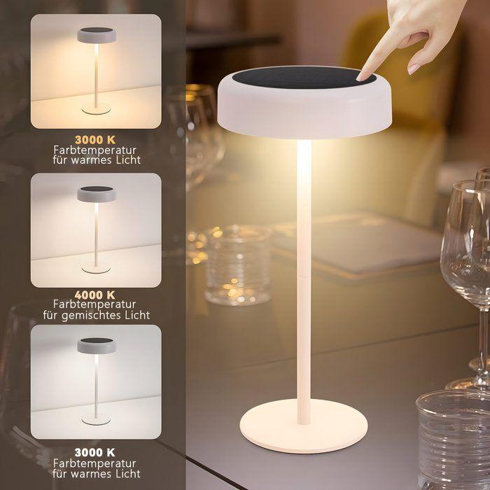 Lampe de table - NETTLIFE - 3600 mAh - Solaire rechargeable - LED blanc chaud - Tactile dimmable - Métal