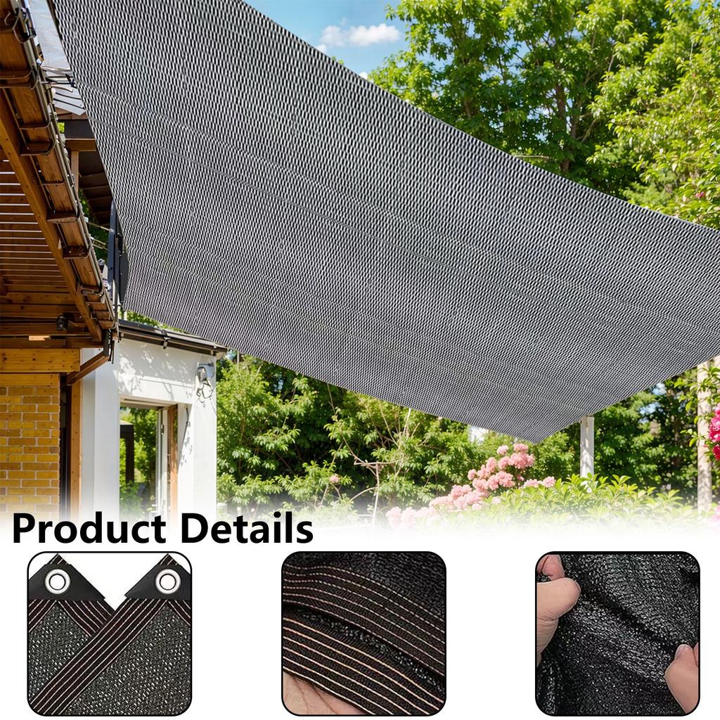 1 * 2-метровая солнцезащитная ткань, устойчивая к разрывам, сетчатая лента для затенения, усиленная, веревочное кольцо, прочная садовая солнцезащита и защита от солнца