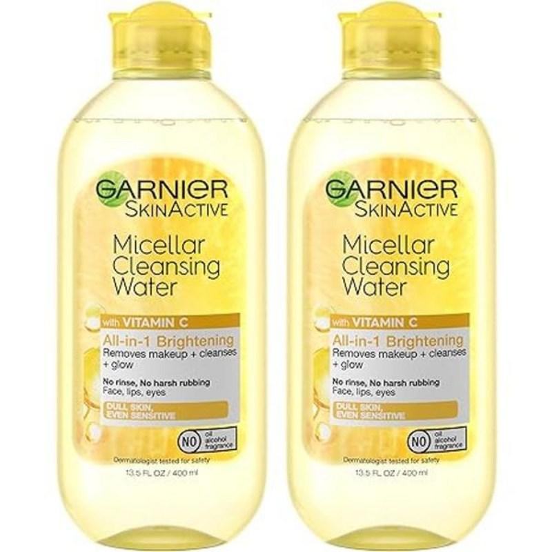 Garnier Vitamin C Micellar Water Facial Cleanser and Makeup Remover 400ml, 2 pcs