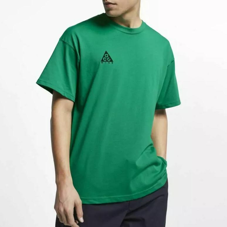 Nike Solid Color Crew Neck Pullover Short Sleeve T-Shirt Men Tops Green BQ7342-319