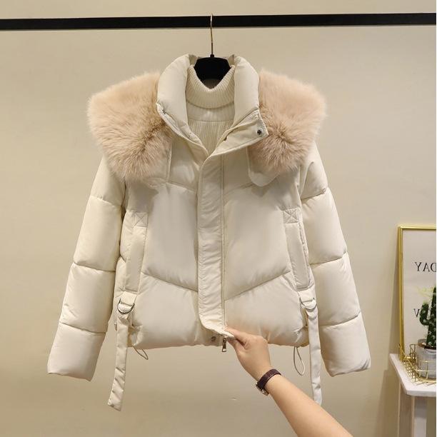 Women's Jacket Winter Fur Collar Long Sleeves Thickening Keep Warm Parkas Korean Fashion Slim Fit Street Parka Coats