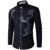 Fashion New Fashion Flower Gilding Print Men's Long Sleeve Shirt
