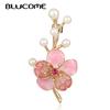 Enamel Pink Flowers Plant Brooches Simulated Rhinestone Cherry Blossoms Wedding Brooch Pins
