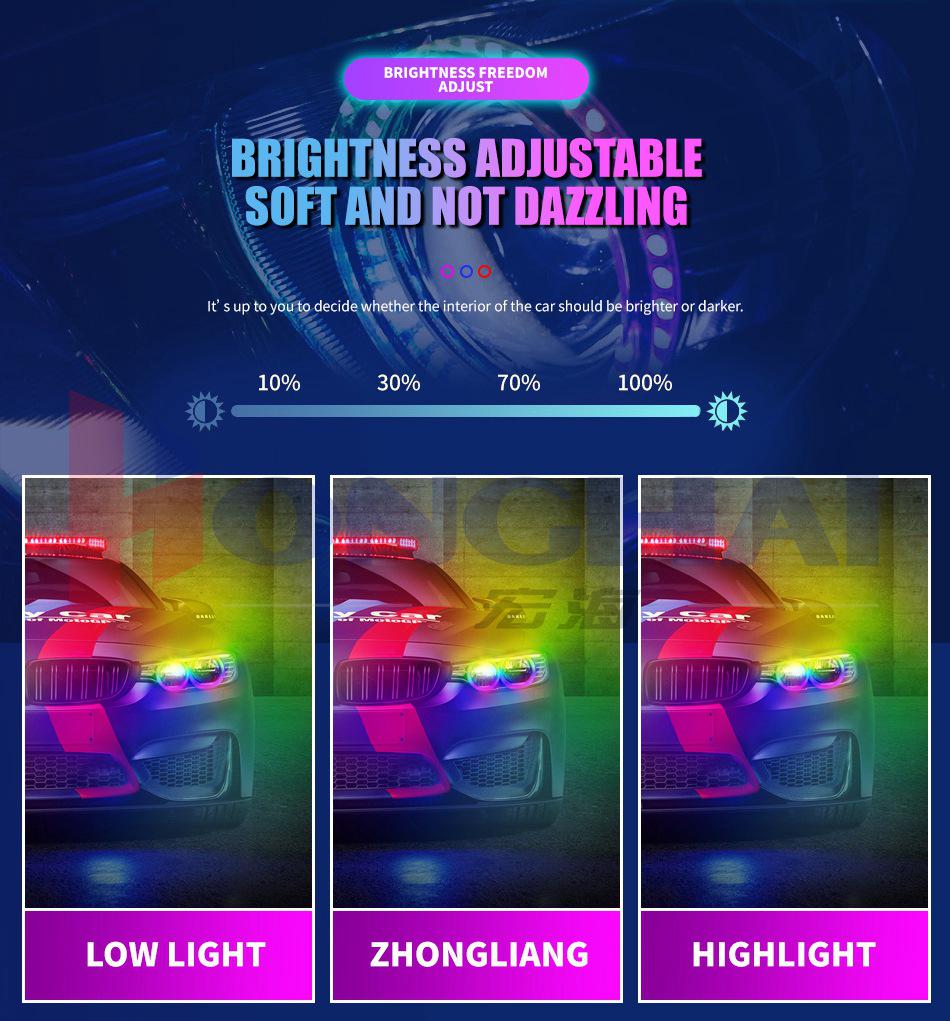 Светодиодные фары WANGHOI Angel Eye: Дневные ходовые огни с изменяемым цветом, управляемые по Bluetooth