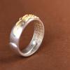 Ethnic style gold-painted lotus heart sutra ring for women, artistic retro adjustable ring, national trend