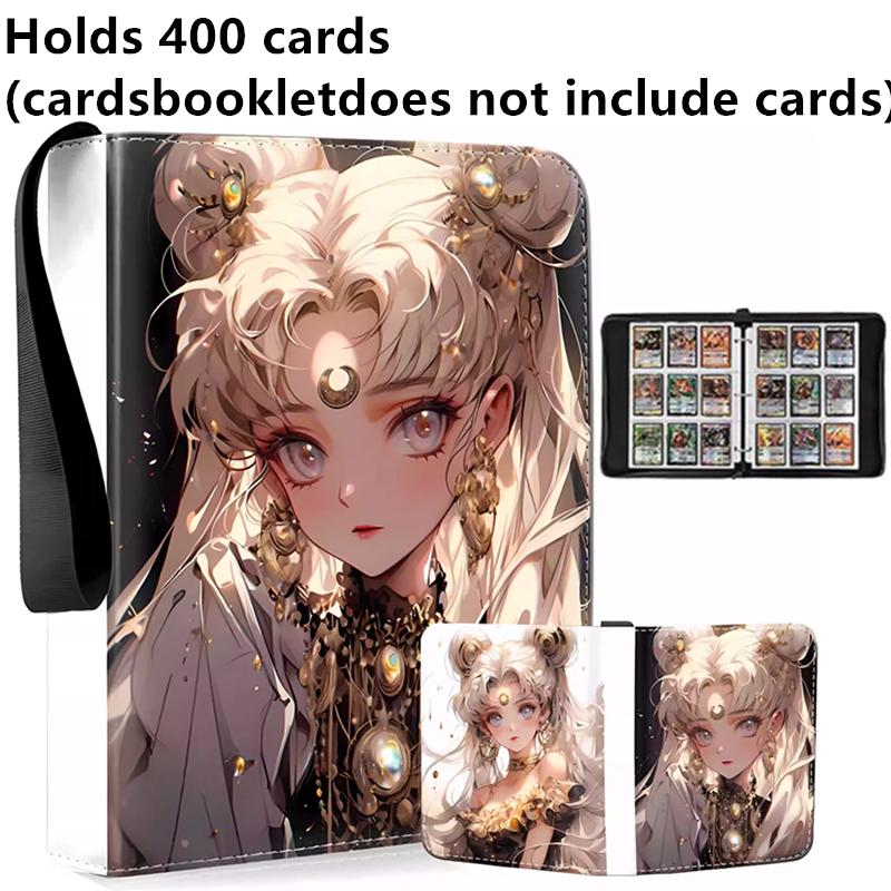 400pcs/900pcs Sailor Moon Card Album Book Folder 4/9 Card Slots Collections Zipper Double Pocket Zipper Card Binder Holder