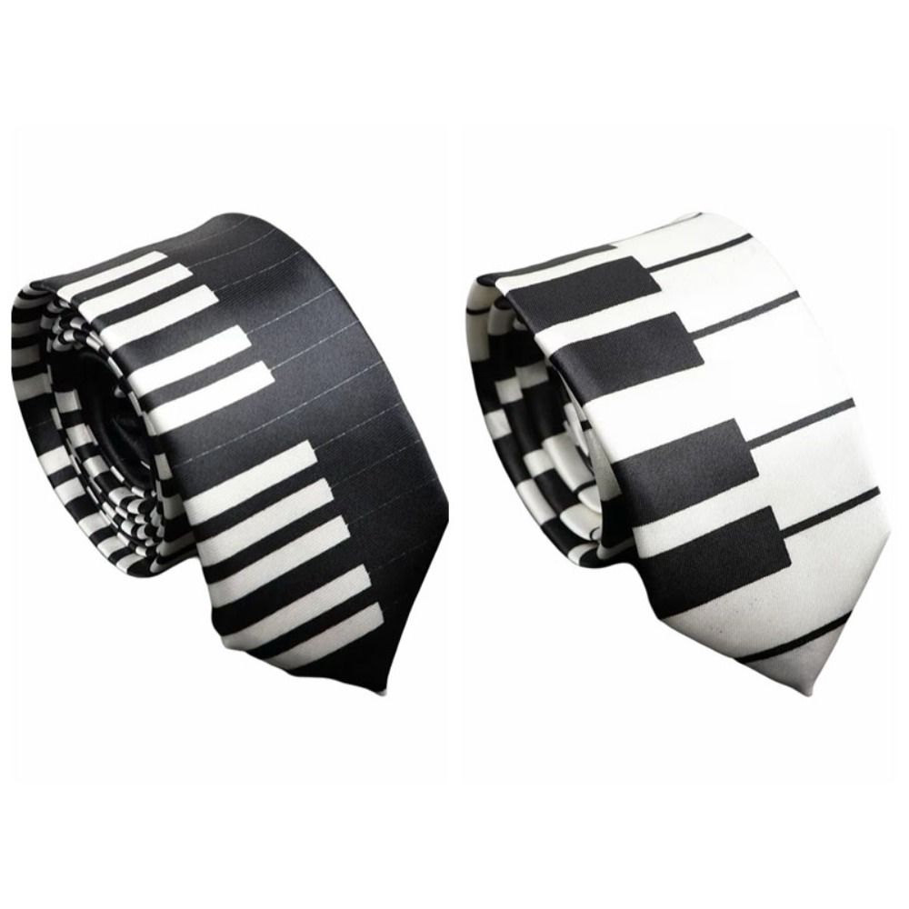 Skinny Men Tie Black Music Tie Classic Piano Necktie  Men