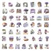 50Pcs/Set Purple Lavender Garden PET Clear Stickers Waterproof DIY Fashion Decals Stickers