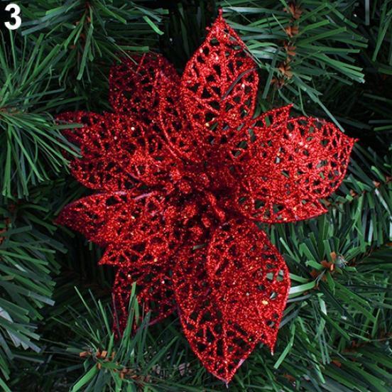 6'' Hollow Wedding Party Decor Christmas Flowers Xmas Tree Decorations Poinsettia AVE