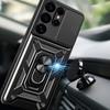Etui Pancerne Hybrid Armor Camshield Z Osłoną Aparatu I Metalowym Ringiem Do Samsung Galaxy S25 Ultra - Czarne