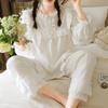 Women Princess Long Sleeve Lace Ruffle Pajama Sets Tops+Pants.Cotton Pyjamas Set Girl's Home Sleepwear