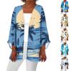Women's Casual Fashion Beach Ocean Tree Print Lightweight Mid-Length Jacket Cardigan