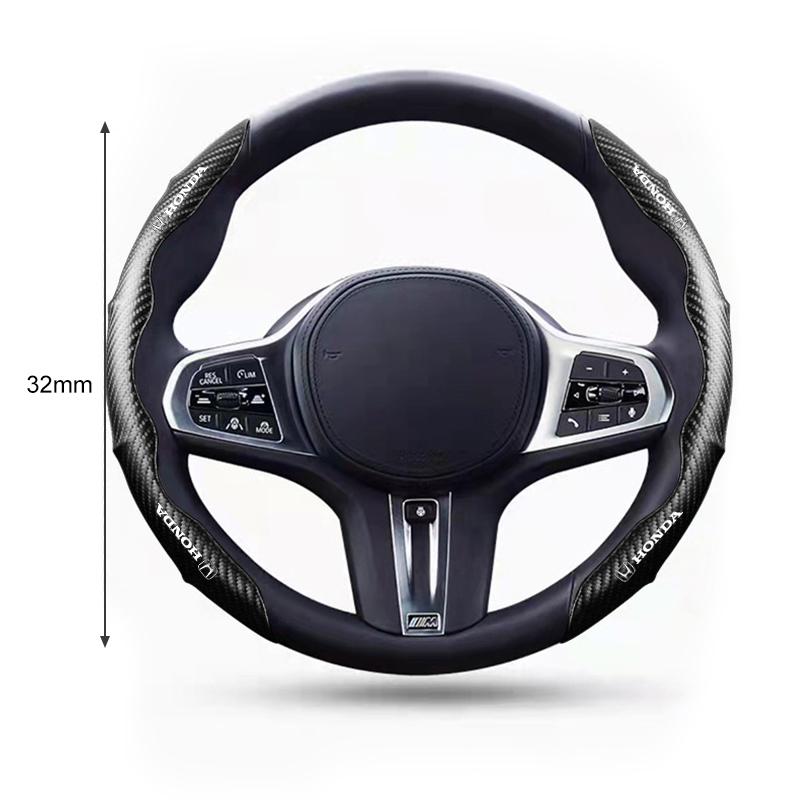 2pcs Carbon Fiber Non-Slip Steering Wheel Cover Car Accessories For Honda Fit Mugen Insight Type S R VTEC DOHC Modulo Vezel Legend RR Si