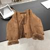Fur One-piece Thickened Lamb Wool Suede Brown Jacket Jacket Women's Winter Small Man Wear Top