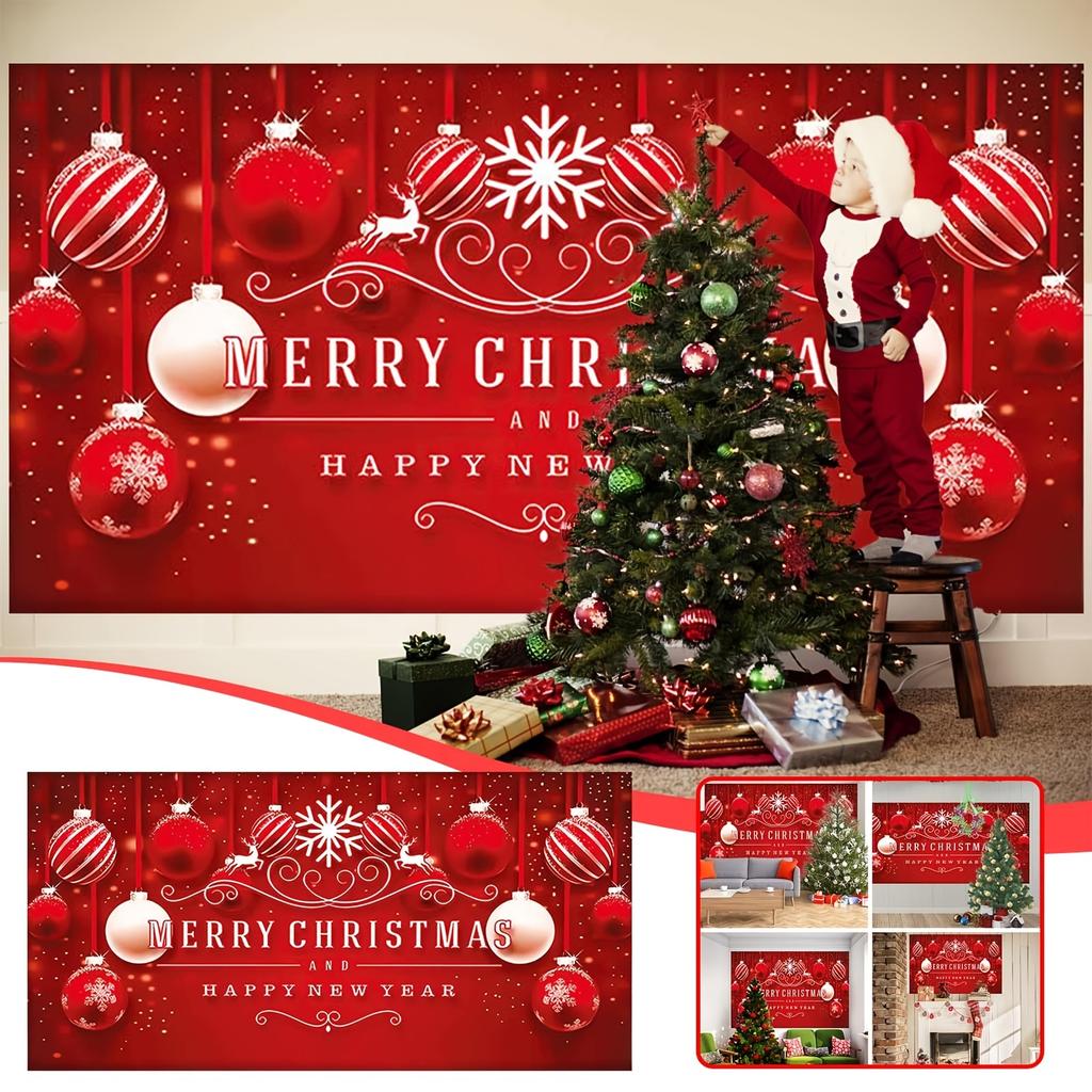 Christmas Garage Door Banner - Winter Snowman and Santa Claus Outdoor/Indoor Decoration, Perfect for Christmas