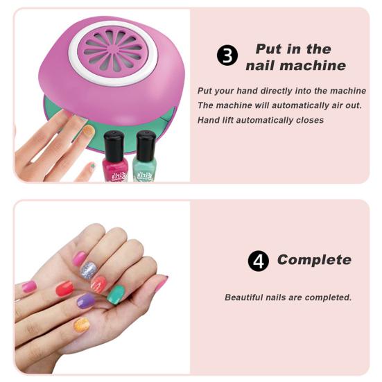 Набор лаков для ногтей для девочек, детская игрушка, 3-в-1, набор ручек для сушки ногтей, блестящий шарм, безопасный натуральный