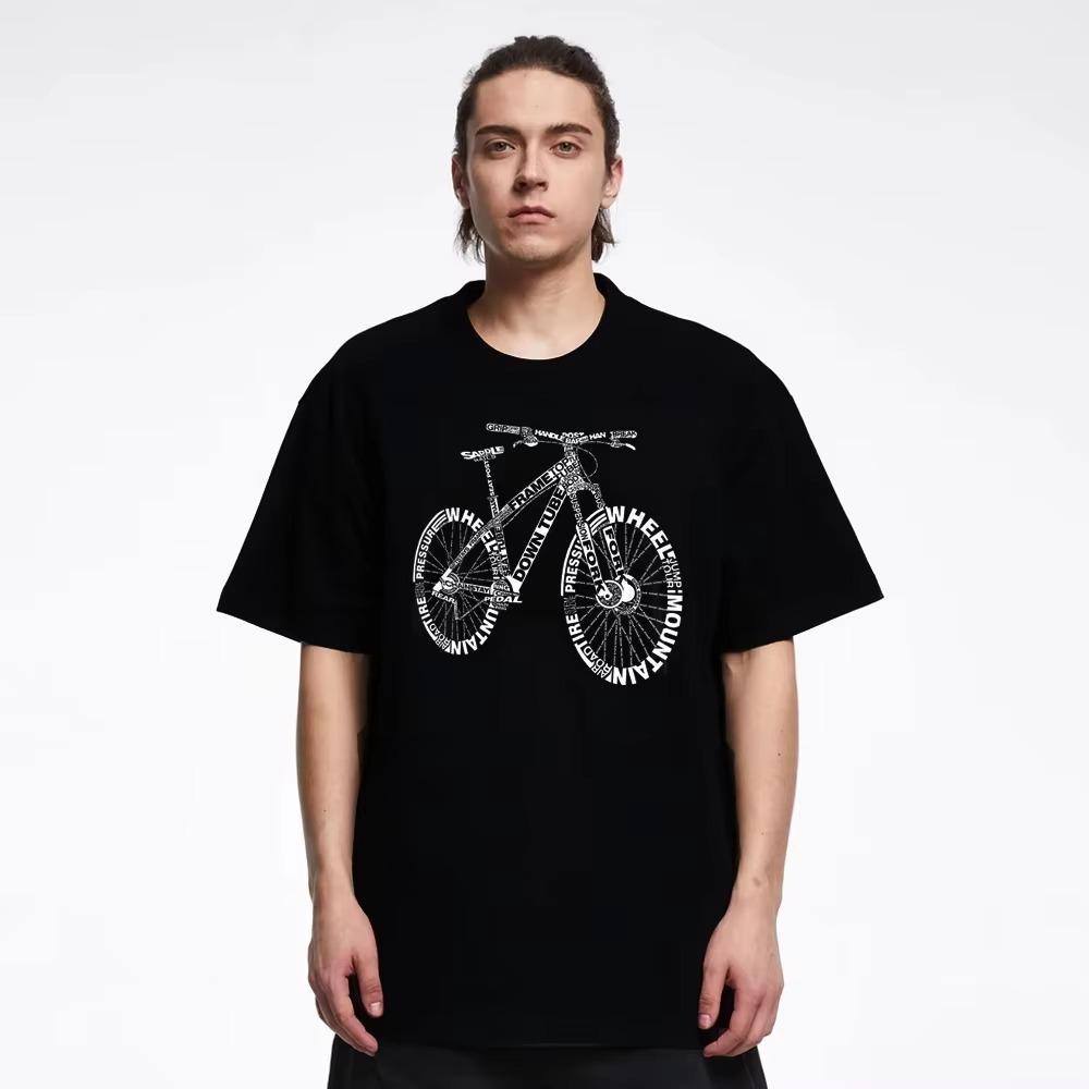 Alphabet Style Mountain Bike Funny Print T-Shirts Men Summer Breathable Short Sleeves Loose Oversized Vintage Tee Clothes Unisex